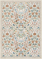 Lahome Claude Floral 5x7 Beige Bedroom Rug, Non-Slip Washable Area Rugs for Nursery, Botanical Soft Boho Carpet Floor Mats for Kids, Playroom, Living Room