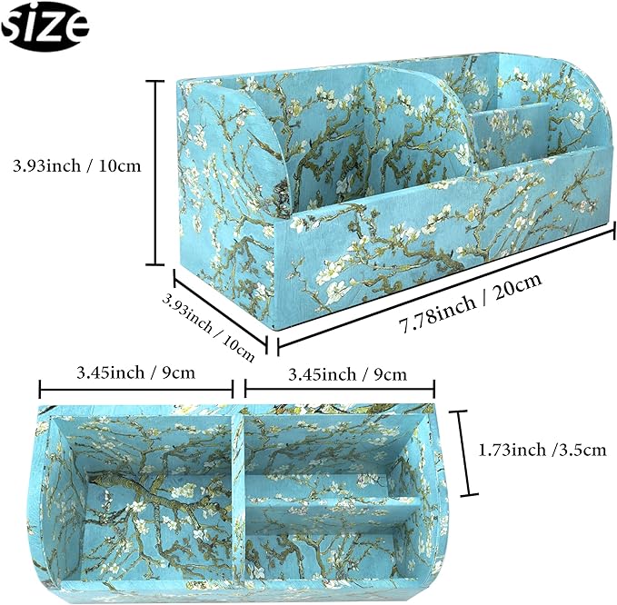 QIELIZI PU Leather Supply Organizer,Remote Control Holder Multifunctional Office Stationery Storage Box Organizer,Pencil Holders Organizers Table Top Desktop Desk Accessories(1-Peach Blossom)