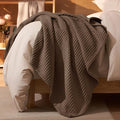 PHF Ultra Soft Waffle Weave Throw Blanket 50"x 60"- Washed Lightweight Breathable Cozy Woven Blanket for Bed - Aesthetic Decor for Couch Bedding Sofa Home Car - Chocolate