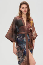 PRODESIGN Kimono Robes for Women - Long Silky Sleepwear Nightgown Bathrobe Floral Dressing Gowns Blouse Bride Bridesmaid Robe