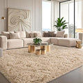 Beige Rugs for Bedroom 6x9 ft - Ultra Soft Faux Fur Area Rug - Plush Non-Slip Shaggy Carpet for Living Room, Cozy Fluffy Rug for Kids Boys Girls Dorm Nursery Room, High Pile Floor Carpet