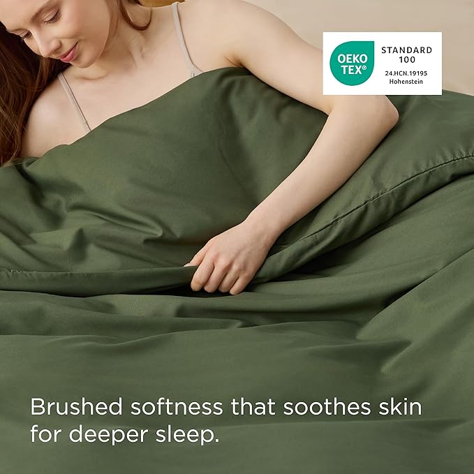 Bedsure Duvet Cover King - Only Includes 1 Duvet Cover (104"x90"), Hotel Luxury Soft Double Brushed All Season Bedding for Kids & Adults, Zipper Closure, Olive Green (No Comforter, No Pillow Shams)