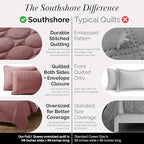 Southshore Fine Living, Inc. Oversized Full Size Quilt Bedding Set, Lightweight Bedspread, Soft Coverlet 3-Piece Set with Two Matching Quilted Pillow Shams, All Season Full/Queen Quilts, Withered Rose