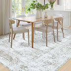 XLUEZ Area Rug 8x10 Living Room Rug, Machine Washable Vintage Distressed Medallion Rug Non-Slip Soft Low Pile Large Indoor Rugs for Bedroom Kitchen Dining Room Office(Taupe,8'x10')