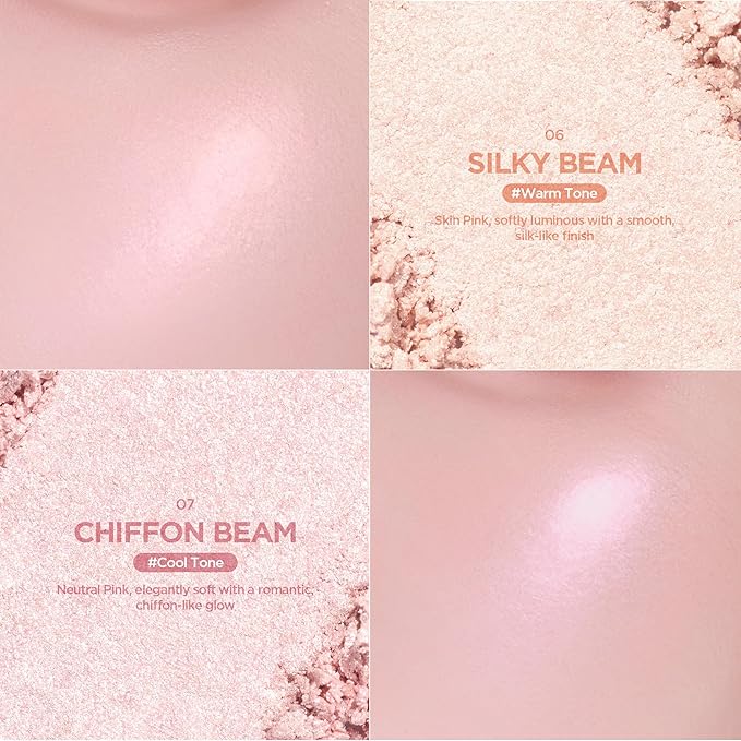 lilybyred Luv Beam Glow Veil | Korean Heart-Shaped Highlighter, Illuminating Shimmer, Radiant Glow, Silky Powder Texture, Buildable & Blendable, Lightweight & Long-Lasting, 0.11 oz. (02 Holy Beam)