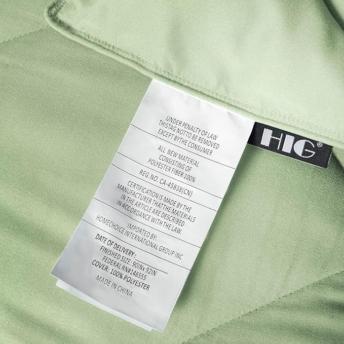 HIG 3pc Sage Green Twin/Twin XL Comforter Set - All Season Reversible Down Alternative Comforter with Sham - Quilted Duvet Insert with Corner Tabs - Diamond Stitched Blanket - Breathable, Soft, Fluffy
