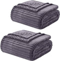 Nestl Purple Throw Blanket for Couch - Cozy Warm Fuzzy Blankets for Women, Set of 2 Small Fleece Throws for Girls - Dusty Purple, 50 x 60 Inches