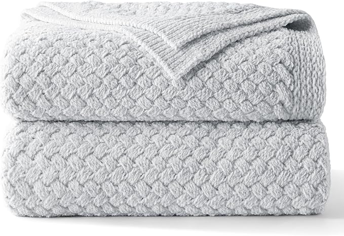 Whale Flotilla Chunky Knit Throw Blanket for Couch and Bed, Light Grey Decorative Cozy Fleece Blanket, Reversible Soft Fuzzy Woven Throws, 50x60 Inch