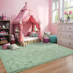 Sage Green Area Rug 6x9 Large Rugs for Living Room Bedroom, Fluffy Cute Rug Modern Carpets for Kids Room, Non-Skid Rectangular Indoor Rug for Girls Boys Playroom Nursery Room Home Decor
