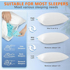 UYWO Cooling Memory Foam Pillows Firm and Soft, Queen Size 1 Pack, Original Adjustable Pillows for Side, Back or Stomach Sleepers with Removable Washable Cover