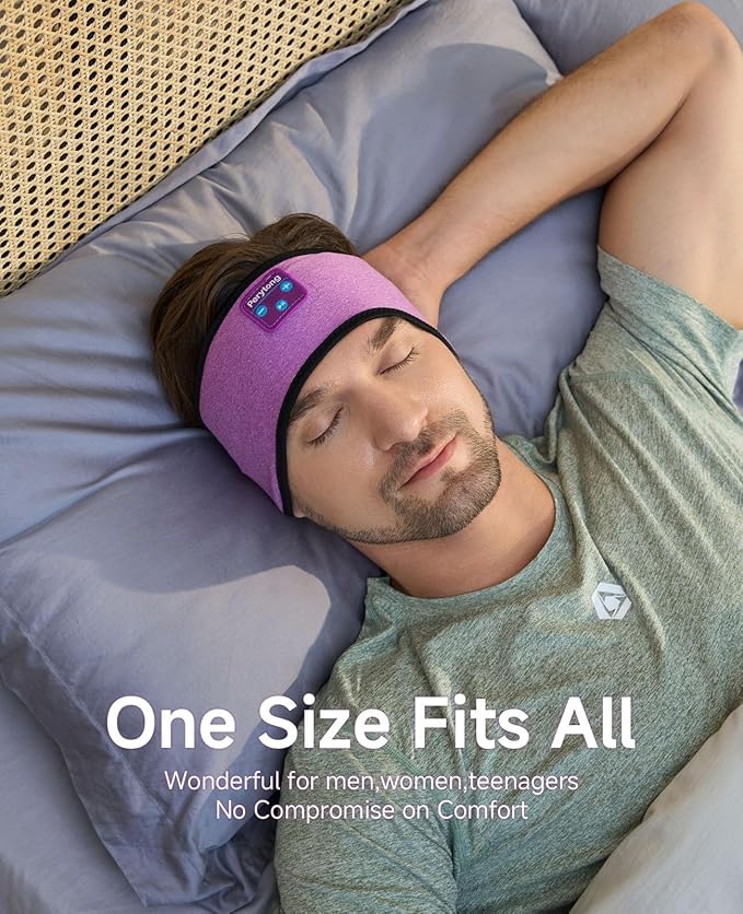 Perytong Sleep Headphones Bluetooth Headband Over On Ear Bluetooth 5.4 Sleeping Earbuds Earphones, Wireless Headphones for Side Sleepers Men Women Sports, Insomnia, Yoga, Air Travel, Meditation