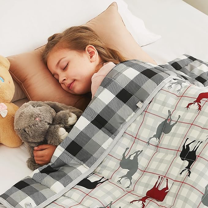 CuteKing Weighted Blanket - Weighted Blanket with Premium Glass Beads - Breathable Heavy Blanket for Comfortable Rest - Soft Thick Blanket All Season(10lbs, 50"x60", Deer)