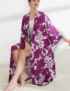 Aensso Long Soft Lightweight Silky Kimonos Robes for Women, Luxury Japanese Floral Womens Kimono Robe
