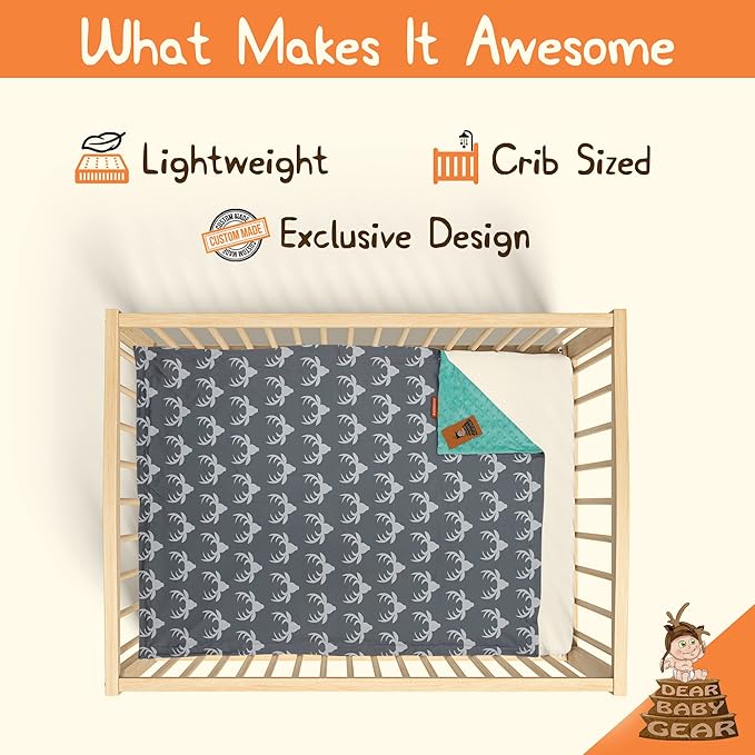 Dear Baby Gear - Reversible Baby Blankets - Soft Nursery Blanket for Newborn - Toddler Blankey - Throw Blanket for Boys & Girls - Infant Blankets - 40x30 (Antlers Grey - Mint)
