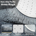 Noahas Fluffy 4x6 Area Rugs for Bedroom Living Room,Tie-Dyed Blue and Grey Thick Shag Throw Floor Carpet,Soft Shaggy Bedside Non-Slip Plush Dorm Nursery Kids Rug
