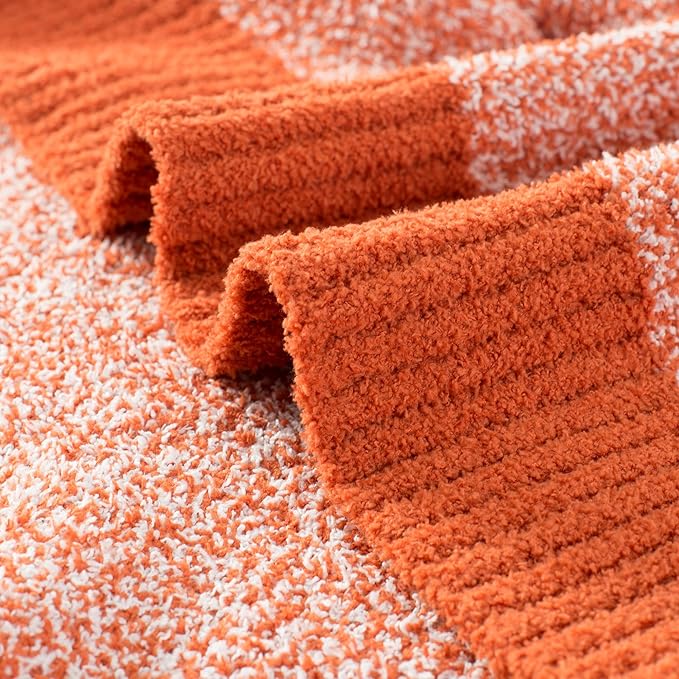 Carriediosa Heather Throw Blanket 50" X 60", 400GSM Ultra Soft Microfiber Fuzzy Fluffy Reversible Knitted Blankets Cozy Plush Lightweight and Warm Fall Throws for Couch, Bed, Sofa, Rust