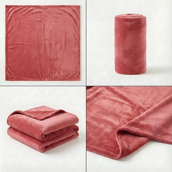 Fleece Blanket Full/Queen - 80x90 Inch Lightweight & Buttery-Soft Throw for Bed, Sofa, Camping | 300GSM Cloud-Touch Microfiber | Cozy Essentials for Travel & Movie Nights, (Dusty Rose)