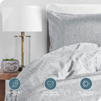 Bare Home Bedding Duvet Cover Oversized King Size - Premium 1800 Super SoftCollection - Lightweight, Duvet Cover - Soft Textured Bedding (Oversized King, Heathered Pewter)