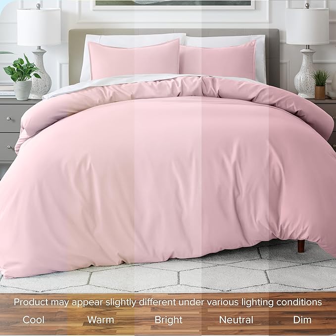 Bare Home Bedding Duvet Cover Queen Size - Premium 1800 Super Soft Collection - Lightweight, Cooling - Soft Breathable Bedding Duvet Cover (Queen, Dusty Pink)