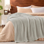 BEDELITE Chunky Cable Knit Throw Blanket for Couch,Super Soft Cozy Woven Blanket for Room Decor,50"x60", Light Grey