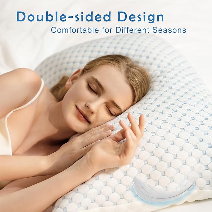 Premium Adjustable Shredded Memory Foam Pillow - Suitable for Side, Back, and Stomach Sleepers, with Cooling Fiber Machine Washable Cover (King (U.S. Standard)-2PCS)