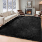 Shag Black Rug 6x9 Area Rugs for Bedroom Living Room - Non Slip Ultra Soft Large Fluffy Fuzzy Plush Shaggy Furry Bedside Rug for Dorm Kids Room Nursery Playroom,Home Office Modern Carpet