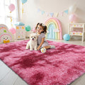 OLANLY Area Rugs for Living Room Bedroom, Machine Washable 4x5.9 Feet Soft Fluffy Shaggy Bedside Rug, Indoor Floor Carpet for Kids Girls and Boys, Nursery Room, Home Decor Aesthetic, Pink Tie-dye