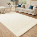 Shag 4x6 Area Rug, Cream Rugs for Bedroom Living Room, Non-Slip Ultra Soft Shaggy Fluffy Area Carpet for Kids Room, Dorm, Girls Room, Study, Office, Playroom, Easy to Clean, Modern Home Décor