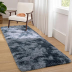 Softlife Area Rug for Bedroom, Fluffy Shag Plush Tie Dyed Rainbow Blue for Living Room Girls, Shaggy Throw Carpet for Kids Soft Fuzzy Runner Small 2x6 Runners for Hallways Dorm