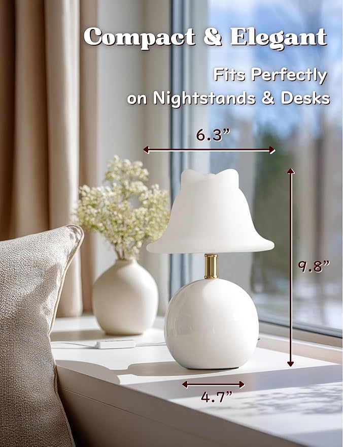 Joyzy Mushroom Table Lamp for Bedroom, Desk Bedside Small Lamp for Living Room Night Stands, Mushroom Lighting Decor Cute Modern Light, Unique Aesthetic Home Decor
