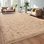 Beige Area Rug 8x10 Large Rugs for Living Room Bedroom, Fluffy Soft Rug Modern Carpets for Kids Room, Non-Skid Rectangular Indoor Rug for Girls Boys Playroom Nursery Room Home Decor