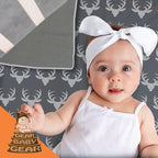 Dear Baby Gear Baby Blankets - Infant Essentials, Newborn Essentials, and Cute Stuff for Toddler Crib - Toddler Blankets for Boy and Girll - White Antlers on Grey, Slate Grey Muslin, 45" x 45"