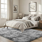 ISEAU Super Soft Rugs for Bedroom Shaggy Area Rug, 3x5 Feet Tie-Dye Shaggy Carpet Mats for Dorm, College, Apartment, Living Room, Non-Slip Abstract Fuzzy Rugs for Girls Boys Kids Room, Light Grey