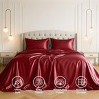 Satin Sheets Twin [3-Piece, Burgundy] Hotel Luxury Silky Bed Sheets - Extra Soft 1800 Microfiber Sheet Set, Wrinkle, Fade, Stain Resistant - Deep Pocket Fitted Sheet, Flat Sheet, Pillow Cases