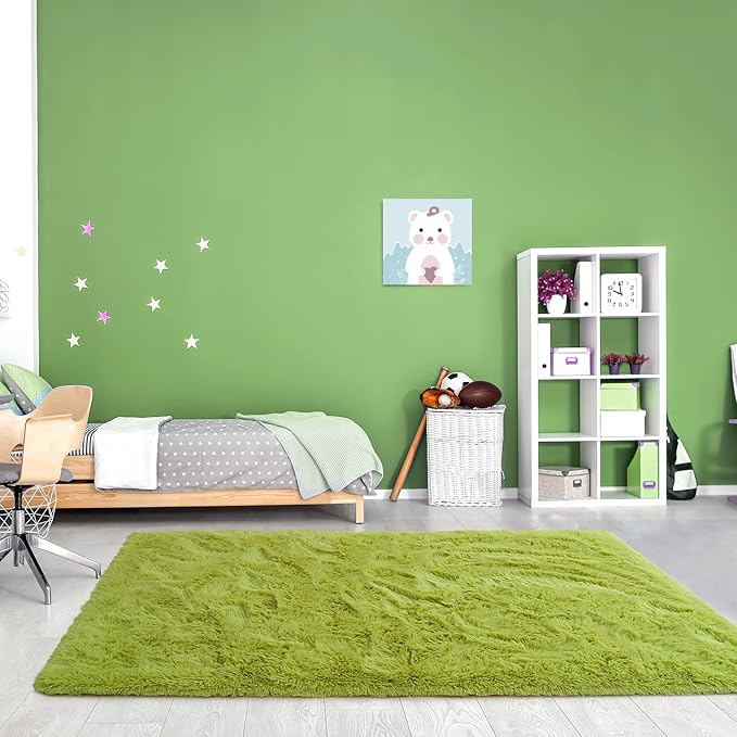 Noahas Large Fluffy Green 8x10 Area Rugs for Living Room Bedroom,Thick Shag Throw Rug,Big Soft Shaggy Bedside Non-Slip Plush Dorm Nursery Kids Carpet