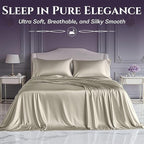 SLEEP SANCTUARY Satin Sheets Twin Size – 3 Piece Luxury Silky Bed Set, Softer Than Silk, 15" Deep Pocket, Cooling & Wrinkle-Free, Moisture-Wicking & Breathable for Hair & Skin (Taupe)