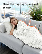YnM Chunky Throw Blanket, Medium-Weight, Hand Knitted with Chenielle Yarn, Skin Friendly, Ventilated and Breathable, Machine Washable, Home Décor Piece for Couch, Sofa and Bed (White, 50x60 Inch)