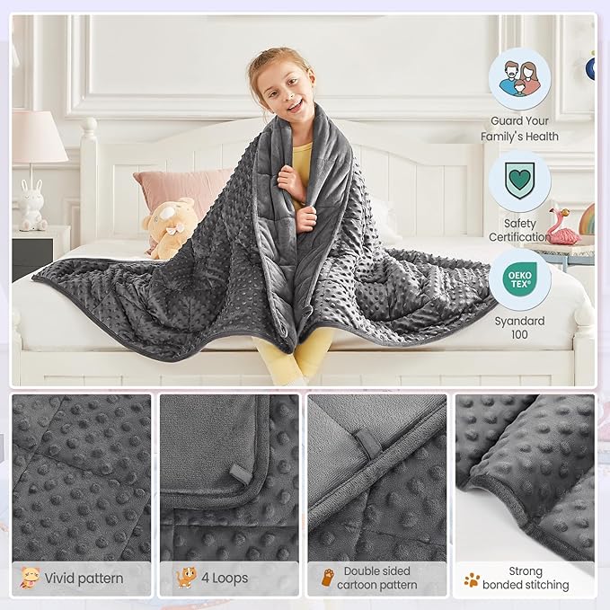HOSUKKO Weighted Blanket - 7 lbs Grey Thciken Heavy Blanket - Small Size Breathable Comfortable Blanket(41 * 60 inches, 7 lbs)