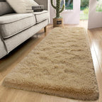 Macgace Fluffy Runner Rug, 2x6 Beige Washable Hallway Area Rugs for Bedroom Living Room Kitchen Laundry, Long Shag Rug with Non Slip Rubber Backing Fuzzy Entryway Carpet Modern Home Decor