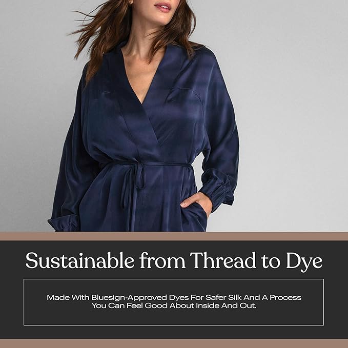 Lunya Washable Silk Robes for Women – Lightweight Short Robes with Pockets, Removable Belt & Interior Tie – Multiple Colors