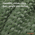 YnM Velvet Weighted Blanket, Handmade Chunky Knitted Design, Soft and Cozy, Temperature Regulating and Breathable, Machine Washable Throw for Sleep or Home Decor (Avocado Green, 80x87 Inch, 25lbs)