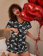 Ekouaer Silk Pajama for Women Short Sleeve Satin Pj Set Two Piece Soft Sleepwear Loungewear, S-XXL
