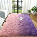Purple Pink Area Rugs 4x6 Feet Rug for Bedroom Living Room, Cute Indoor Gradient Carpets, Plush Soft Rug for Kids Room, Fluffy Rugs for Girls Boys Nursery Room Home Decor