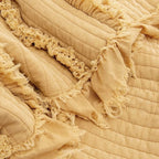 Ultra Soft Pre-Washed Quilted Boho Yellow Twin Size Blankets for Bed, Ruffle Fringed Decorative Throw, Stone Washed Chic Rustic Blanket for Sofa Couch Bed, 60"*80"