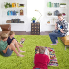 ISEAU 3x5 Area Rug for Living Room, Green Rugs for Bedroom, Kitchen, Soft Shaggy Carpets, Fluffy and Machine Washable Mats, Under Bed, On Nursery Floors Mat, Boys, Girls Room Carpet Decor