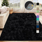 5x8 Area Rug for Living Room: Fluffy Shag Soft Washable Rugs Fuzzy Plush Indoor Carpet for Bedroom Nursery Playroom Dorm Kids Girls Boys Room (Black, 5'x8')