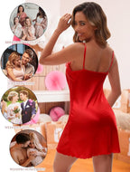 EPLAZA Bride Robe for Wedding Day Set Bridal Robes Satin Robe with Sexy Silk Lingerie for Bachelorette Party Getting Ready