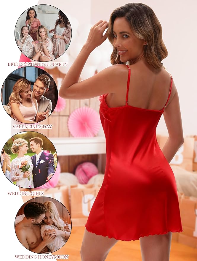 EPLAZA Bride Robe for Wedding Day Set Bridal Robes Satin Robe with Sexy Silk Lingerie for Bachelorette Party Getting Ready