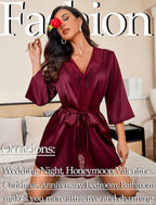 Avidlove Women's Kimono Robe Short Satin Pure Short Silky Robes