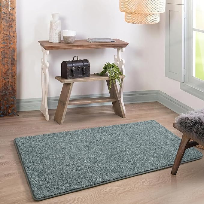 Keeko Soft 2x4 Small Runner Rug, Bedside Rugs for Bedroom Indoor Runner Hallway Carpets Non Slip Living Room Area Throw Rugs Memory Foam Laundry Room Rug for Teen Kids Boys Dorm Room Decor Grey
